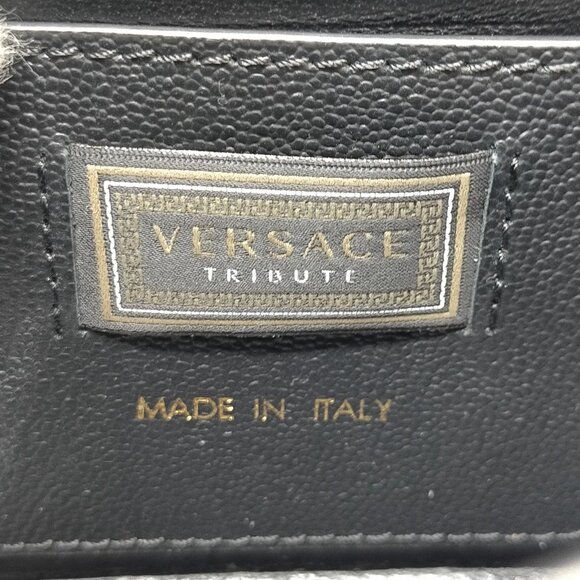 Authentic VERSACE Shoulder Bag Black Leather mn780-121325 - Picture 15 of 16